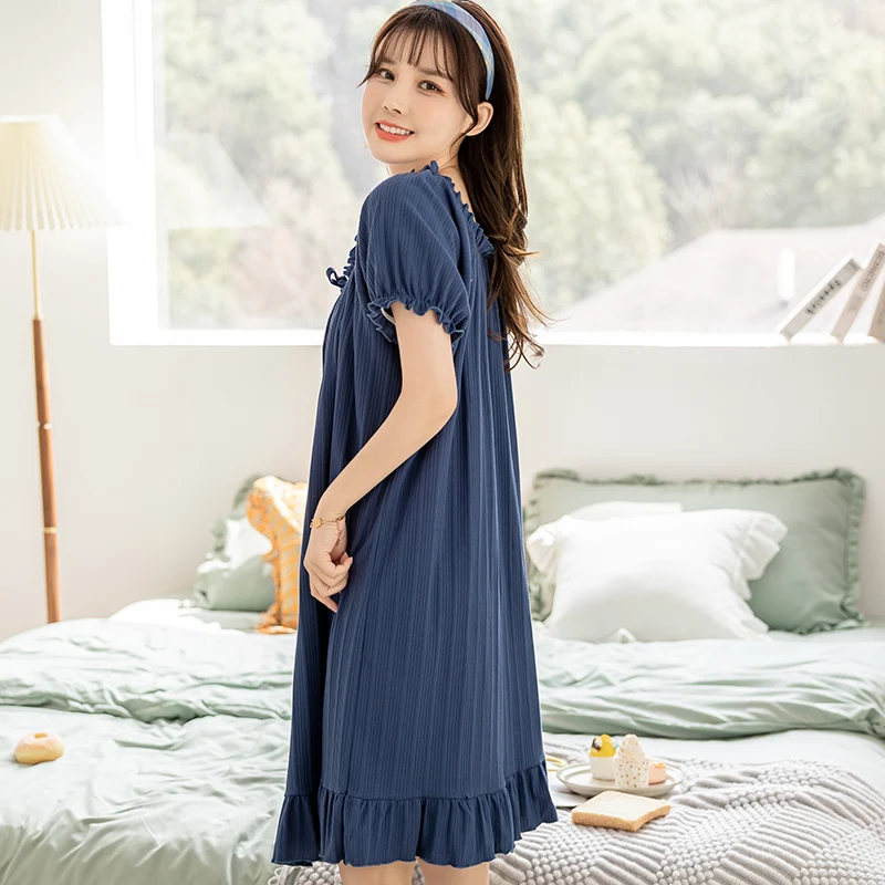 

New Summer Cotton Womens Sleepwear Shirt Short Night Dress Women Sleepshirt Loose Ladies Nightgown Shirt Girl Outwear Nightdress