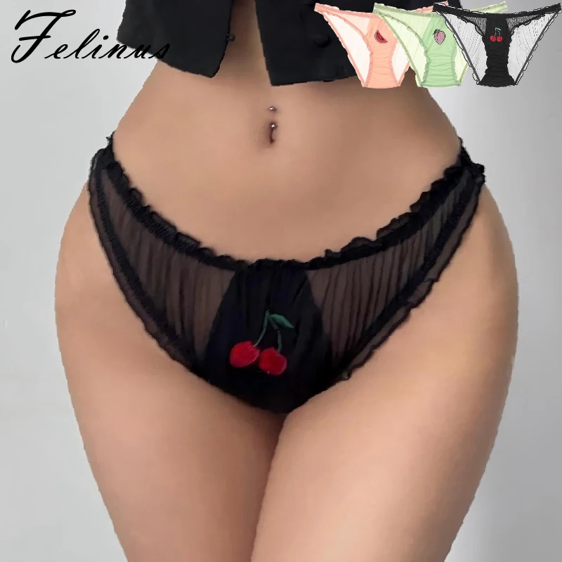 Felinus Neue Stil Spitze Obst Ins Stickerei Unterwäsche Dessous Versuchung Dessous Sexy Elastizität Niedrige Taille Dreieck Höschen