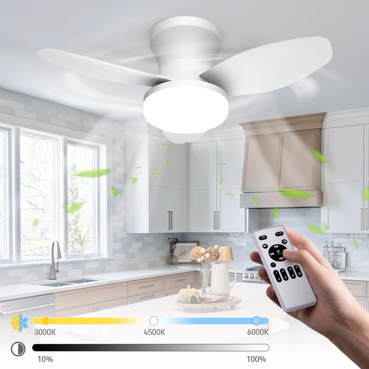 Modern Reversible DC Motor LED Ceiling Fan with Light Remote 6 Speeds Dimmable Timer for Living Room Balcony Home Decor