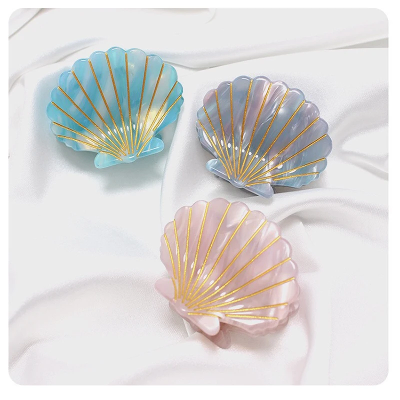 1Pcs Lady Shell Shape Hair Claw Hairpins Fashion Barrette Beauty Hair Grips Girl Colorful Headwear Hair Styling Accessories