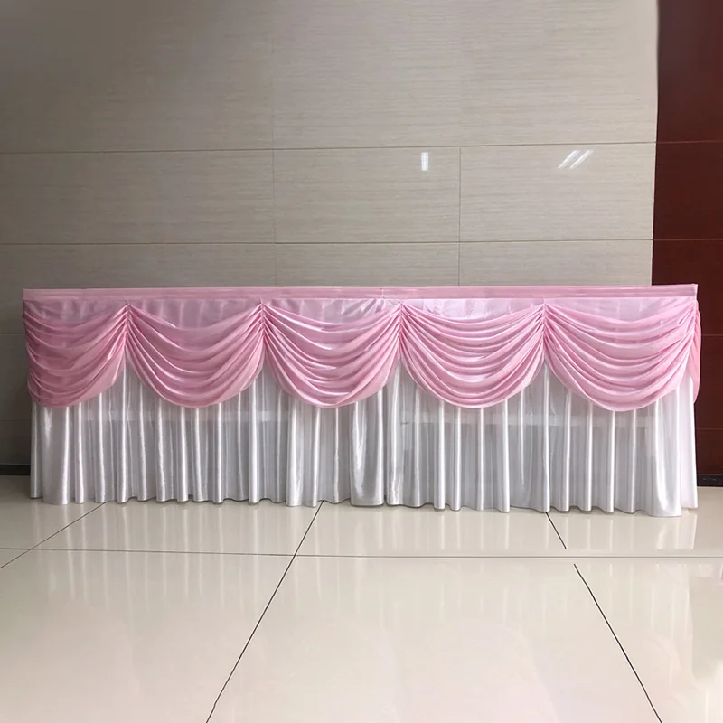 3M Wedding Backdrop Curtain Swag Tassel Ice Silk Swag Drape Curtain Valance Stage Table Skirts Party Banquet Backdrop Decor