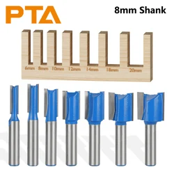 8MM Shank Blue Straight Bit Router Bits 7PCS Set Woodworking Milling Cutters for Wood Bit Face Mill End Mill Wood Cutter