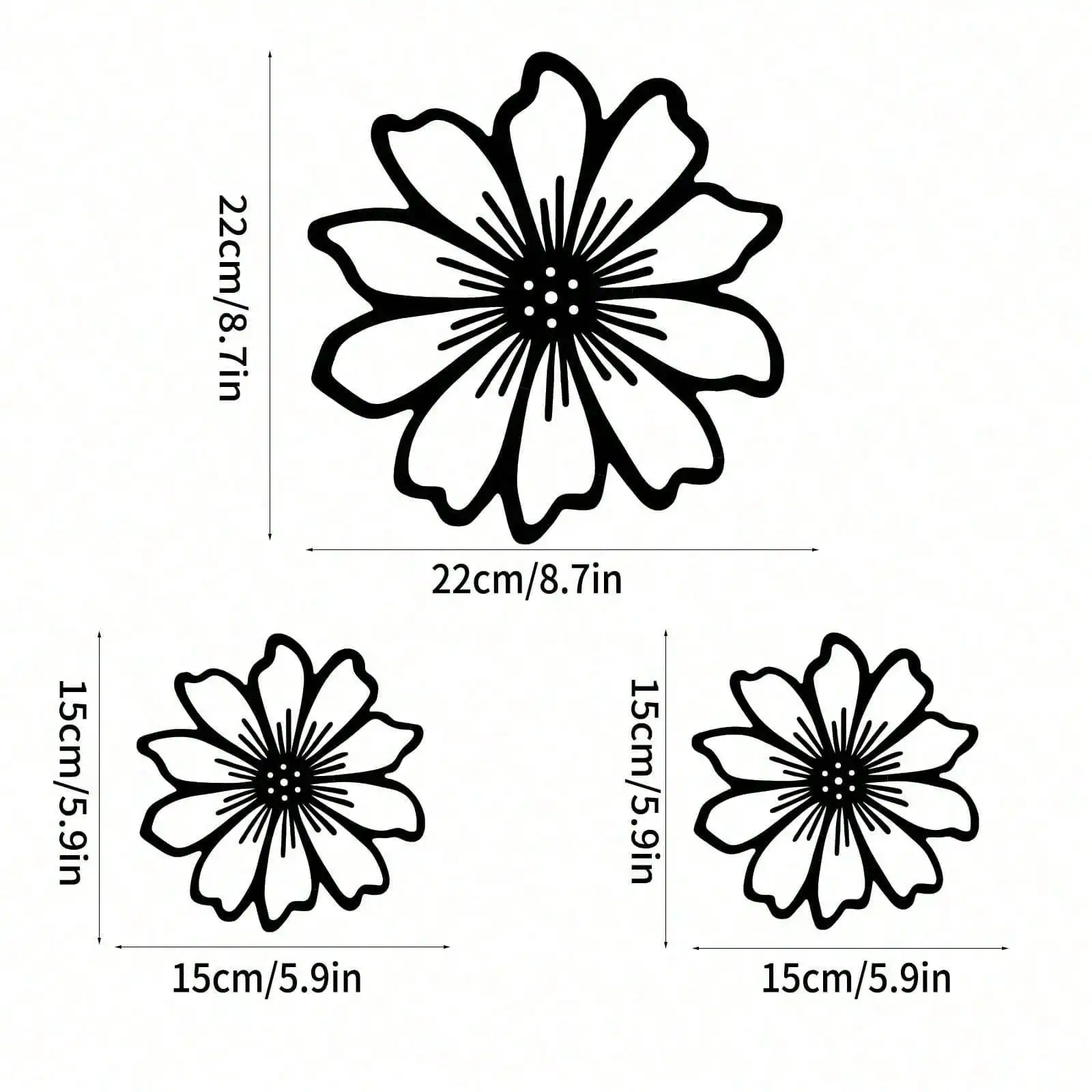 CIFBUY 3pcs Metal Flower Wall Decor Outdoor Garden Art Indoor Fence Hanging Decoration For Home Living Room Yard Patio Porch Roo