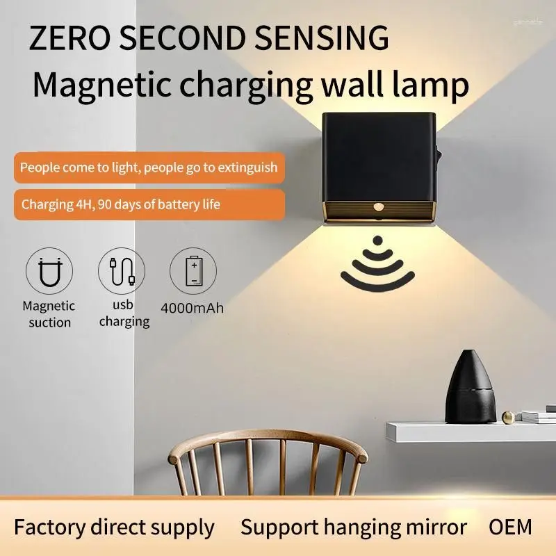 USB Rechargeable Wall Night Light Sensor Cordless Wall Lamp For Bedside Bedroom Corridor lighting for living room