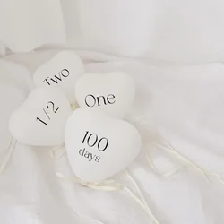 10PCs Balloon Bouquet Heart White Print Happy Birthday Transparent Half Year Baby Shower Children Anniversary supplier