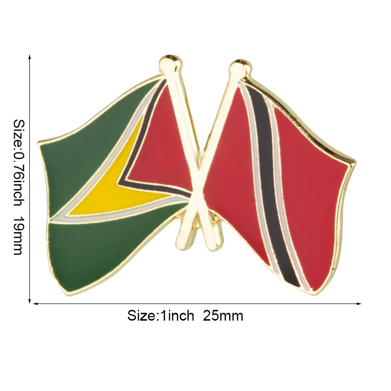 Guyana & Trinidad-Tobago Freundschaftsflagge Metall-Anstecknadel Flaggen-Pin Abzeichen