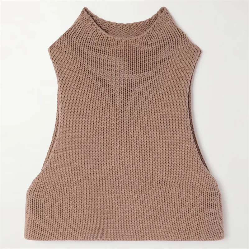 

Women's sweater New elastic slim sleeveless top for autumn 2025 Cotton blend high neck pullover Women's vest Women's turtleneck