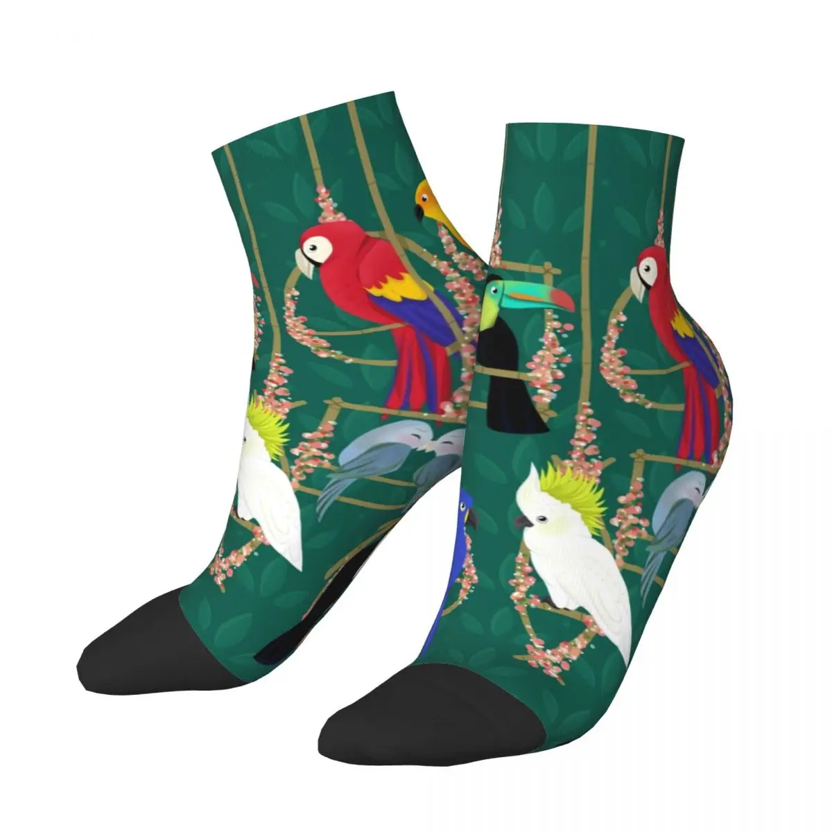 Tropical Getaway Parrot Birds Dress Socks Men Women Warm Fashion Novelty Cockatiel Budgie Toucan Crew Socks