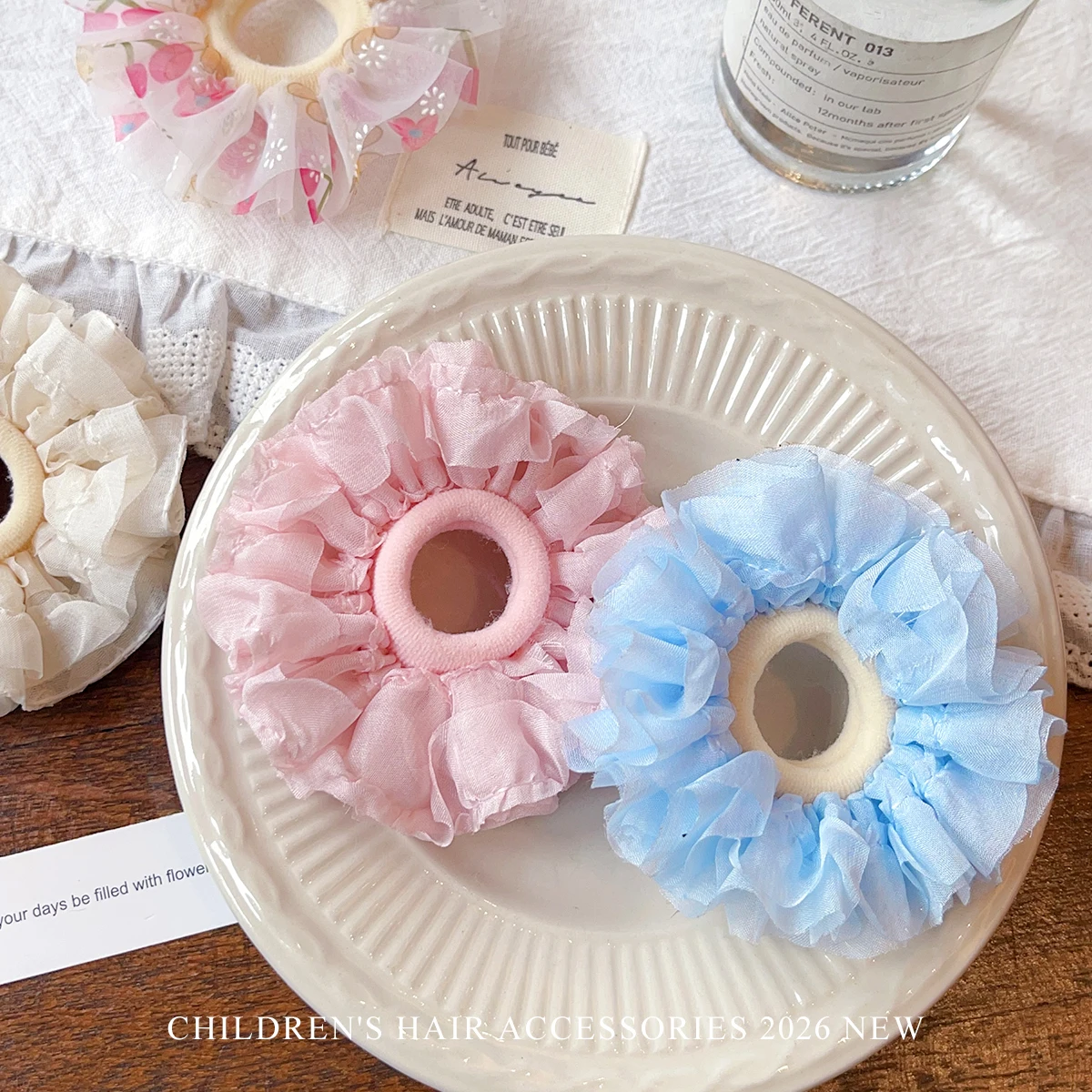 2026 Neue Weiche Einfarbige Chiffon-Rüschen-Haargummis für Kinder und Frauen Hochelastisch Schonend für das Haar Koreanische Haaraccessoires – Detail 8