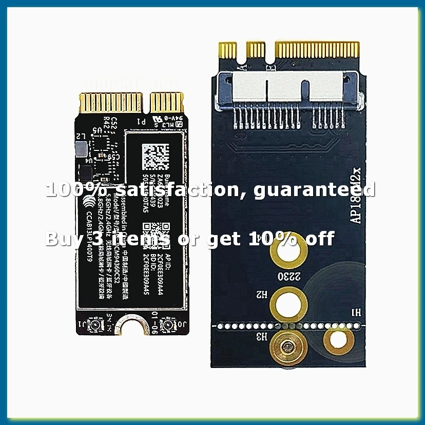 BCM94360CS2 Dual Band Wifi Card + NGFF M.2 Key A/E Adapter Card WIFI BT 4.0 802.11Ac Card for 11Inch A1465 13Inch A1466-DTA9