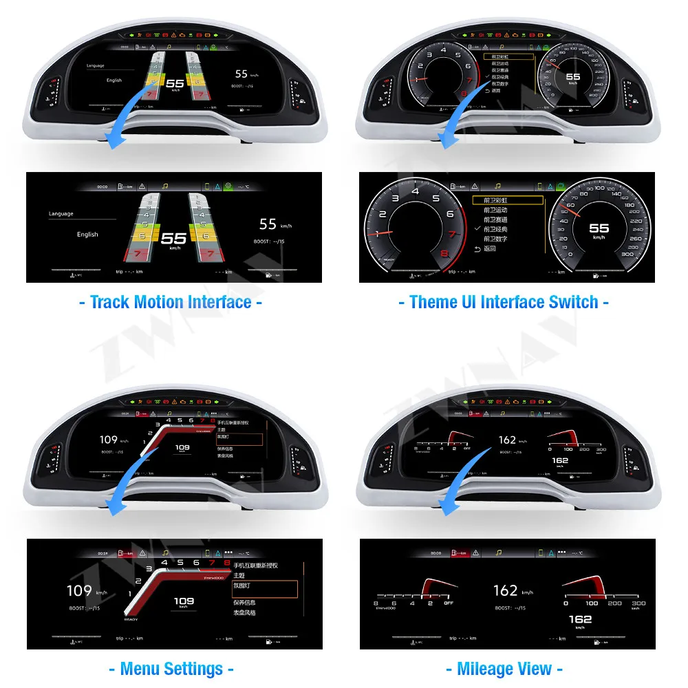 12.3 Inch Virtual Cockpit LCD Instrument Panel With Carplay For Audi Q7 2006-2015 Upgrade Virtual Driving Display Dashboard