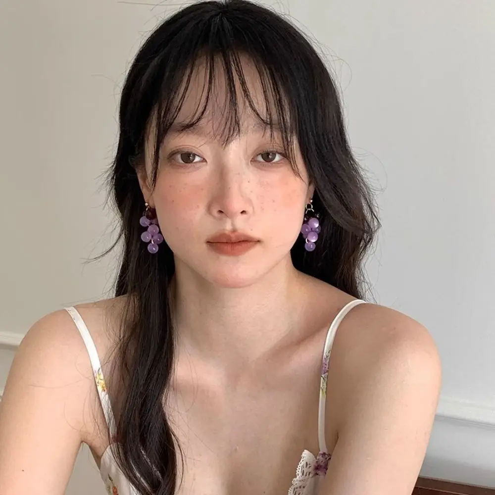 الإبداعية بوهيميا أقراط الفاكهة استرخى القرط لطيف الاكريليك العنب أقراط سبيكة الكورية نمط الخرز أقراط عطلة