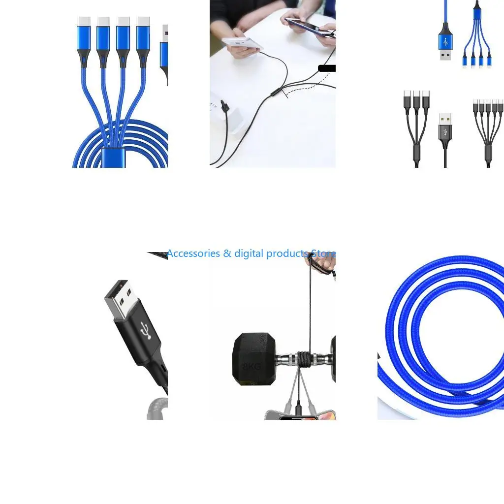 77JD USB Multi Charging Cable 3/4/5 in1 Multiple Phone Cord USB C Multi Cable with Type C Port for Phones Tablets