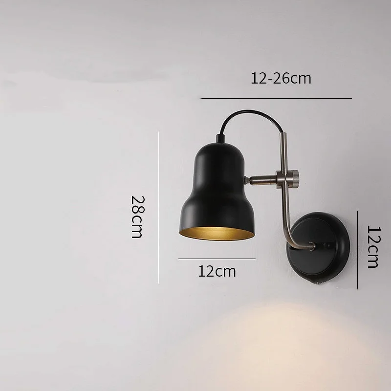 Czarna retro kinkiet sypialnia lampka nocna dekoracyjna gabinet Nordic lampa biurkowa z regulowanym kątem