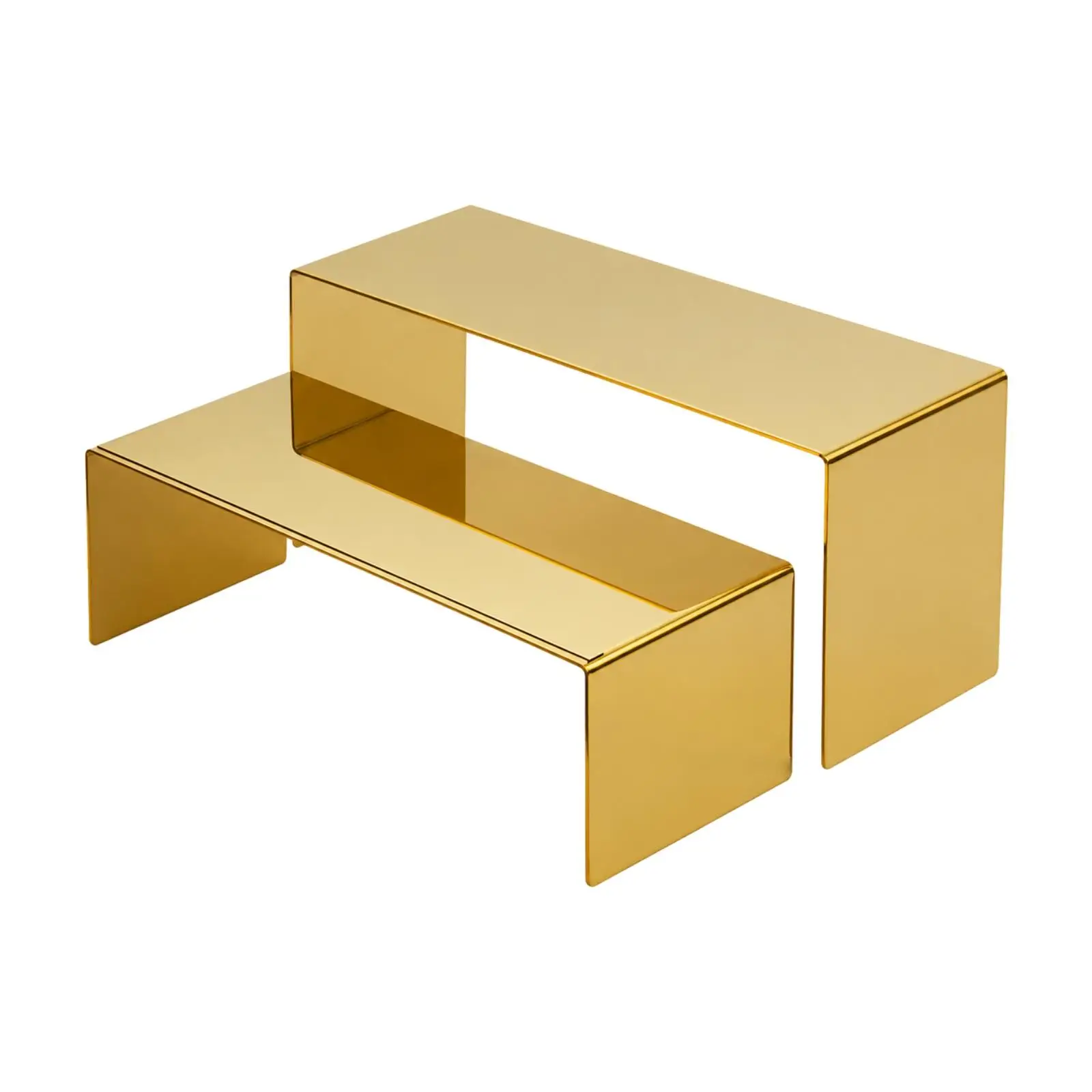 Stainless Steel Stepped Display Shelf for Shop Interior Riser Stand for Handbag Shoe Accessory Counter Organizer
