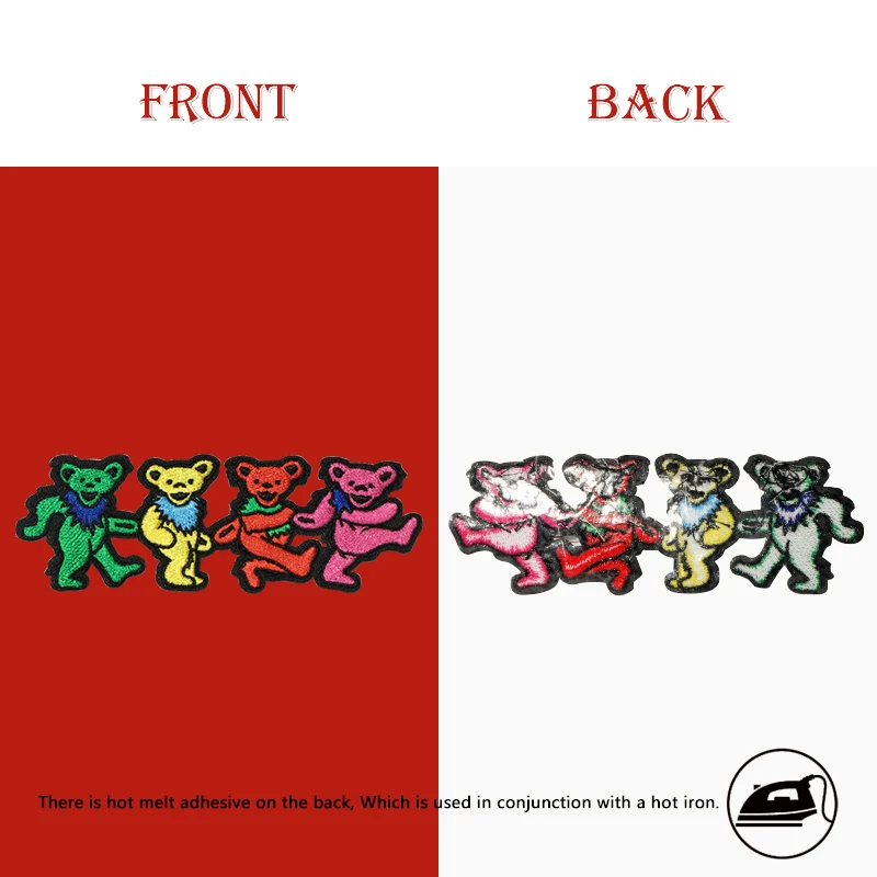 1 шт., вышитая нашивка Grateful Dead Dancing Bears, железный значок в стиле хип-хоп, рок, сделай сам, подарок для одежды, кепка, сумка, куртка, шляпа дальнобойщика