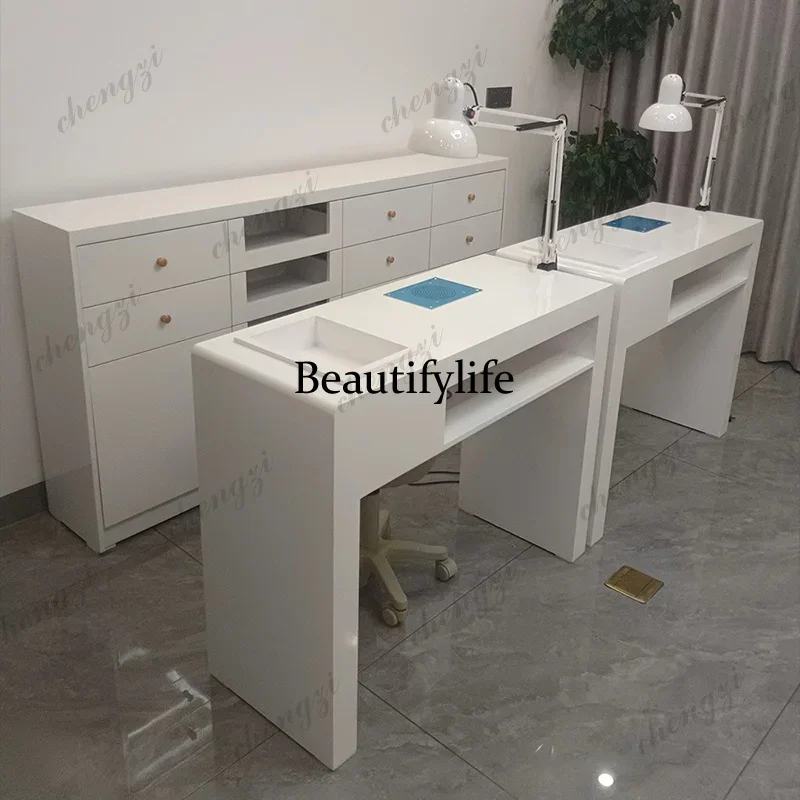 Y136  paint groove storage box, manicure table drawer, single double manicure table, built-in vacuum cleaner, light clip console
