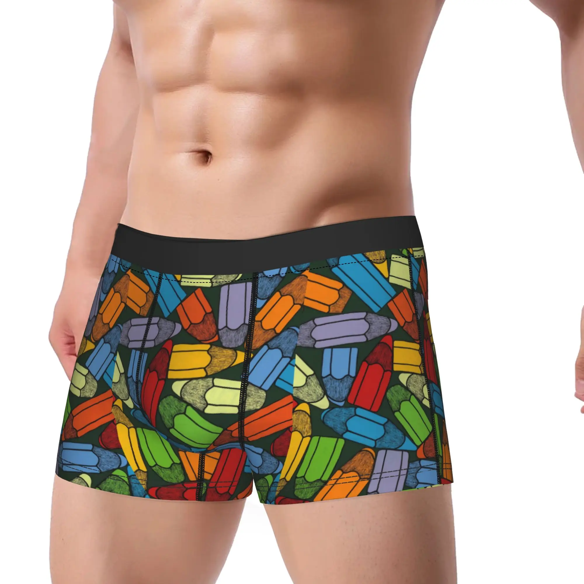 Candy Color Block Art Underwear  Man Shorts Briefs Sexy Soft Boxershorts Quality Printed Plus Size Panties