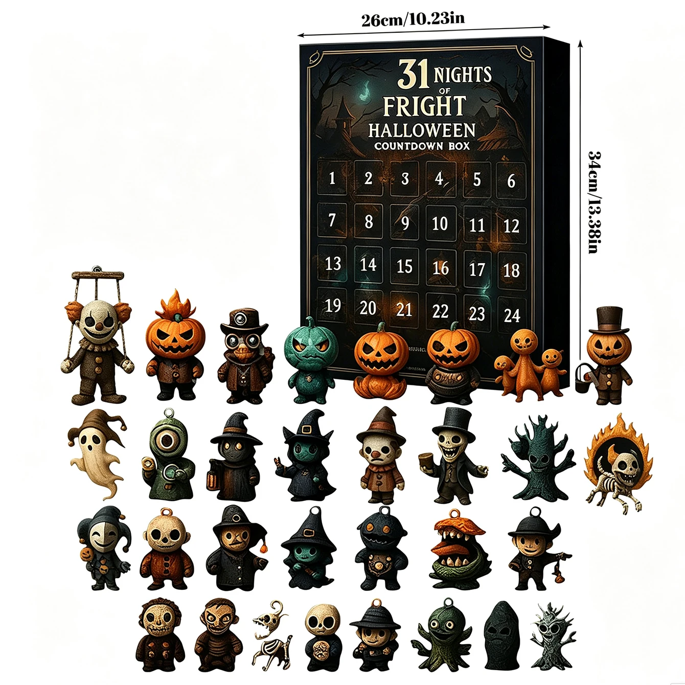 31 Nights of Fright Halloween Countdown Blind Box with Figurines, Halloween Advent Calendar 2026 Scary Mini Dolls Gift Boxs