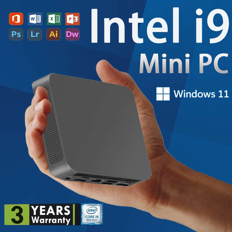 

Core i9 8950HK Portable Mini PC Computer Windows 11 16GB 1/2TB SSD Gaming Computer WiFi 6 USB office Mini Desktop PC