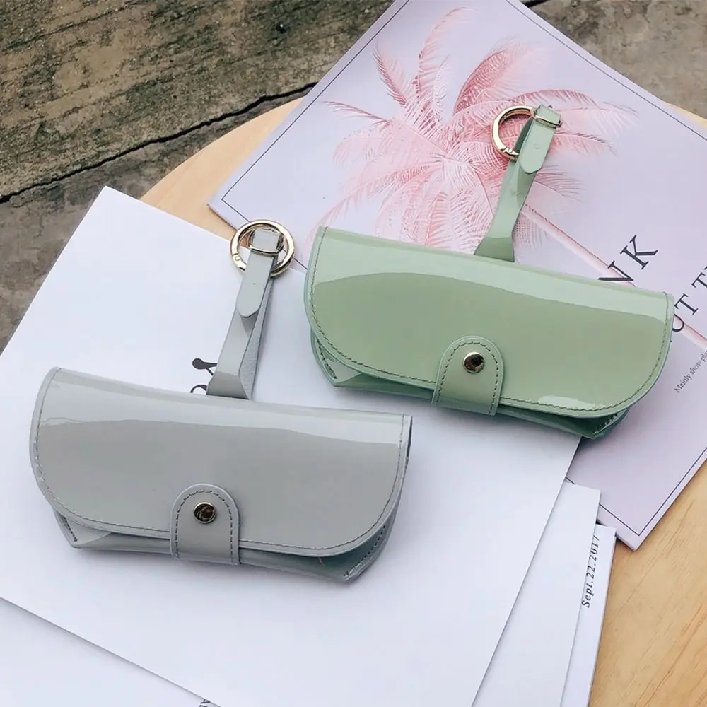 

PU Sunglasses Storage Bag with Keyring Durable Sunglasses Pouch Portable Solid Color Hanging Sunglasses Eyewear Accessories