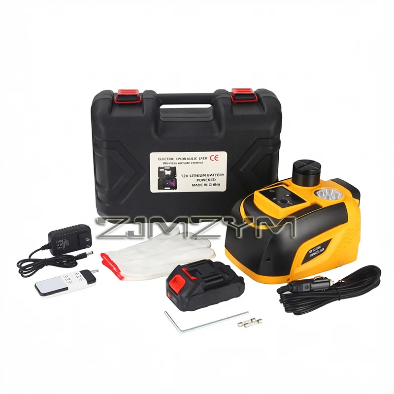 12V 5Ton Car Electric Hydraulic Floor Jack, Tire Inflator Pump and LED Flashlight 3 in 1 Set