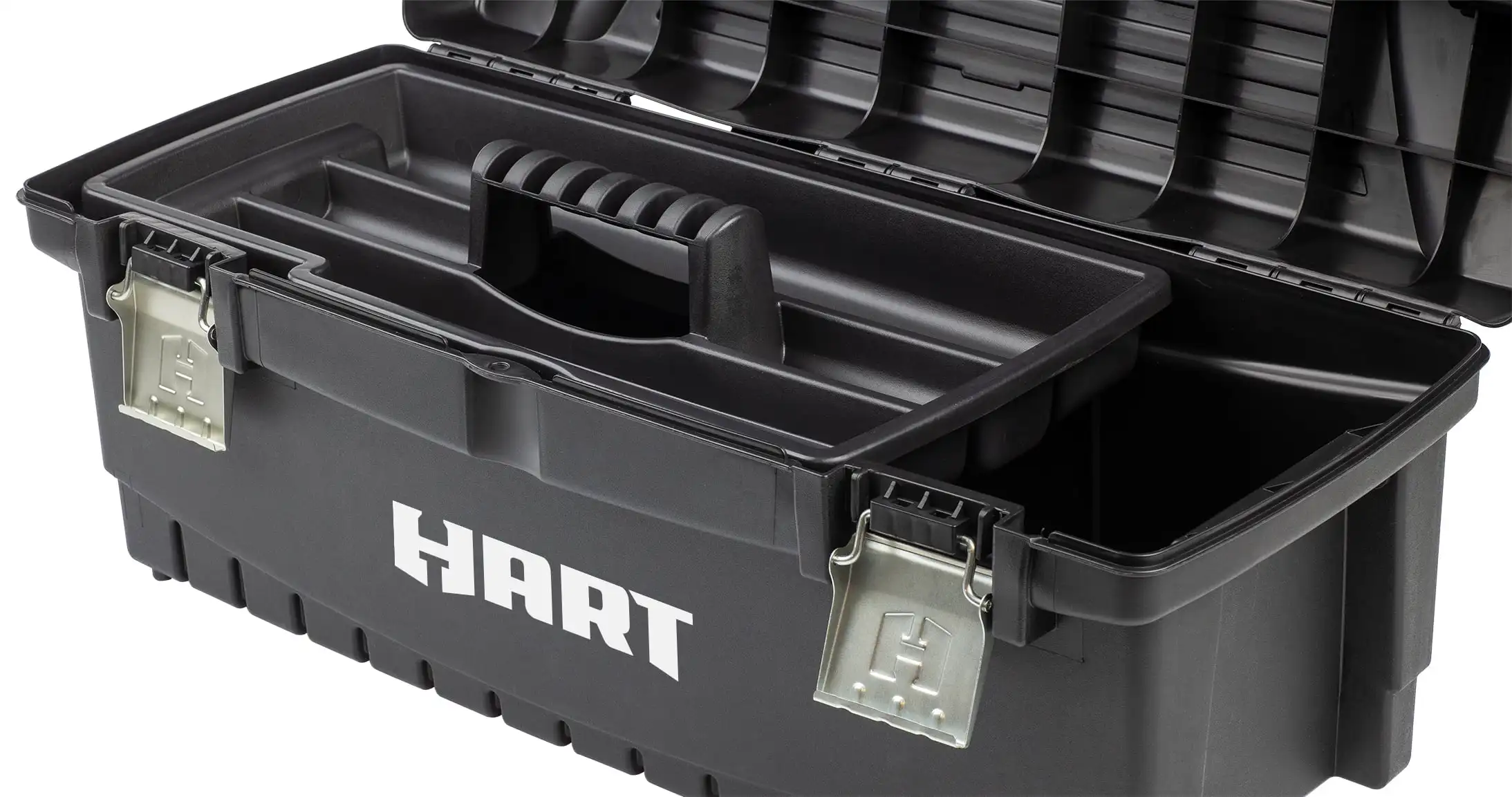 Armazenamento e organização Toolbox, ferramenta resina, acentos preto e azul, 26 polegadas, novo