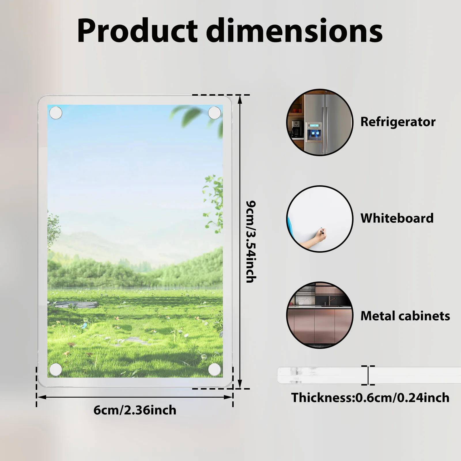 10pcs Acrylic Magnetic Frame Clear Fridge Magnet , Double Sided Photo Frame Refrigerator Magnet Picture Frame For Instant Camera