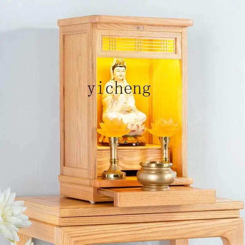 

North American red oak casket hanging cabinet Chinese solid wood small household shrine wall hanging type