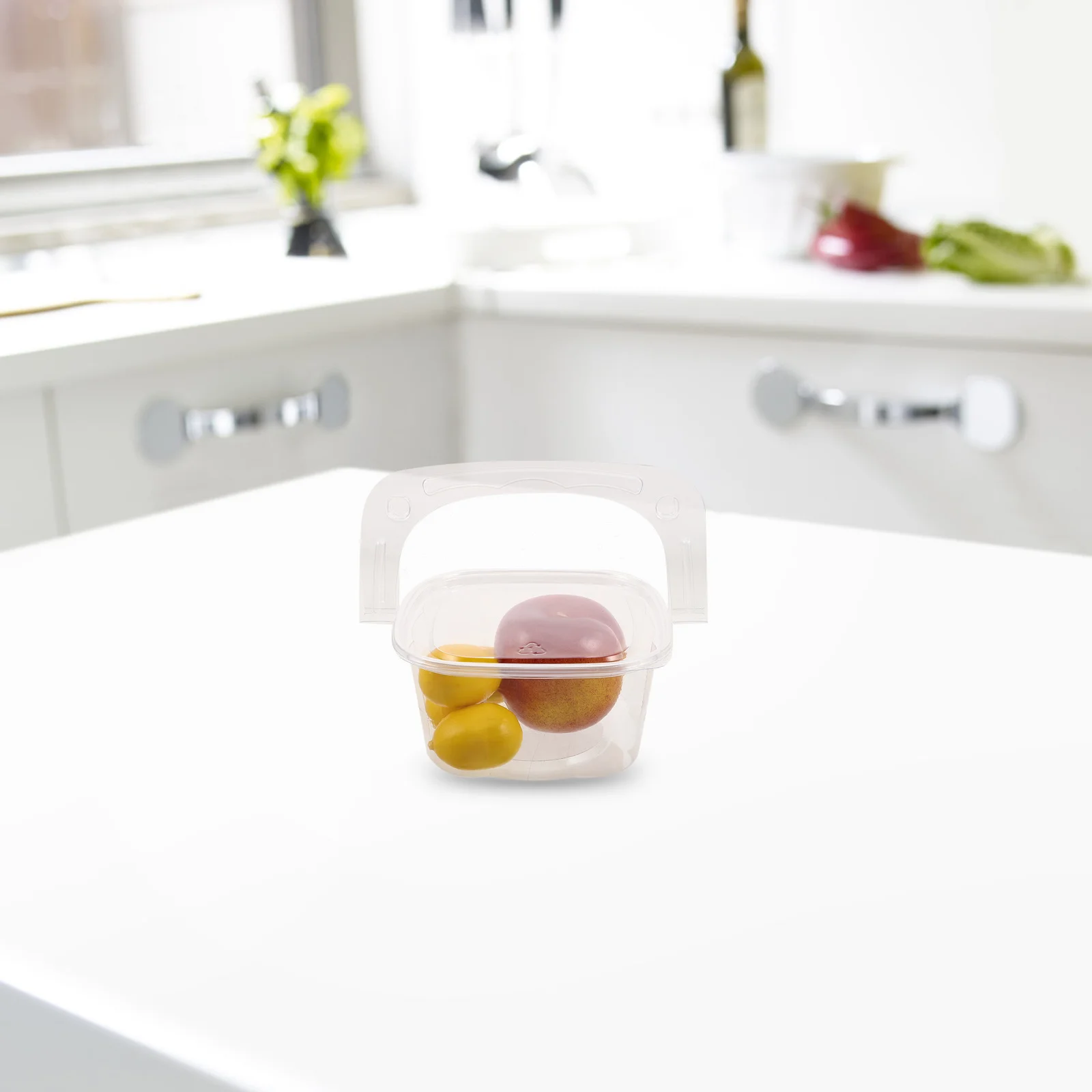 

50Pcs Transparent Fruit Cut Packaging Box Clear Food Container Portable Handle Picnic Dessert Cake Slice Storage