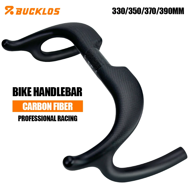 

BUCKLOS Road Bike Racing Handlebar 330/350/370/390mm Bicycle Handlebar Carbon Fiber Bicycle Handle Bar Matte Bike Handle Bar
