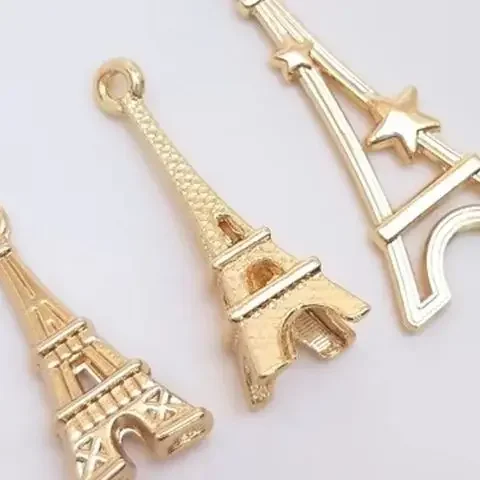 14K Gold-plated Eiffel Tower Pendant for DIY Handmade Jewelry Bracelet Accessories Decorative Handmade Craft Supplies