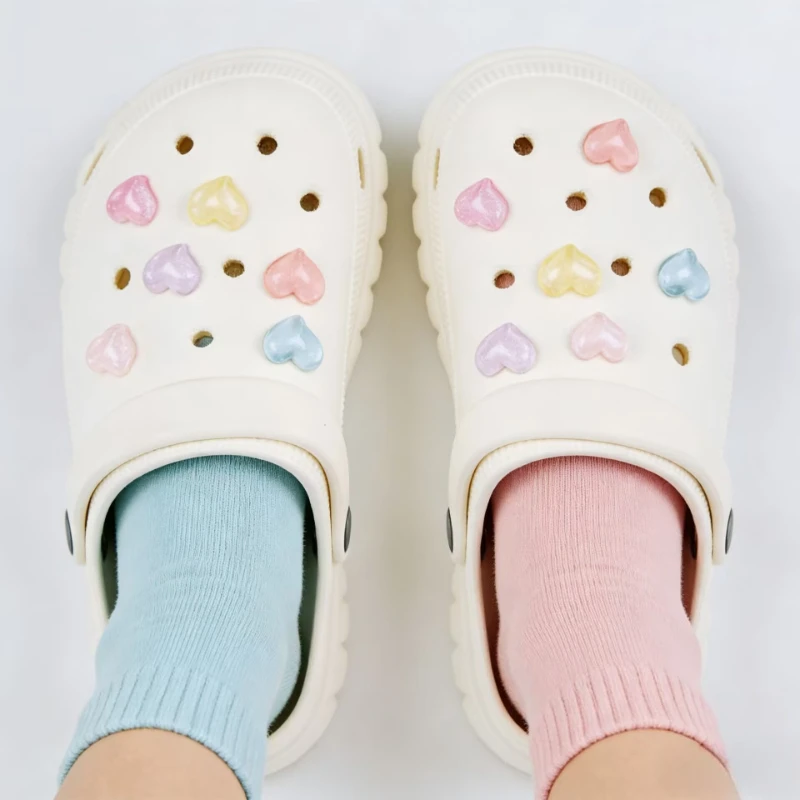 12PCS Shoe Charms Set Fashion Accessories Hole Shoe Buckle Shiny Cute Heart DIY for Bogg Bags And Shoe Decorations