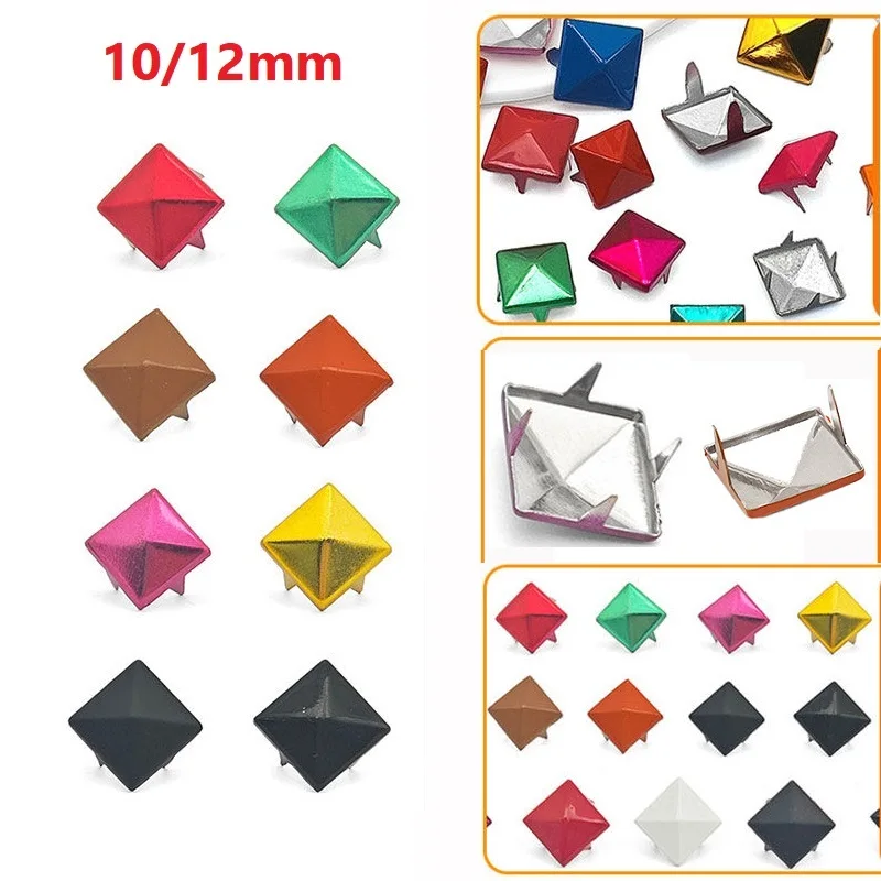 Colorful Mix-Colors Punk Pyramid Type DIY Metal Square Rivet Studs and Spikes For Clothing Shoes Bags Accessories