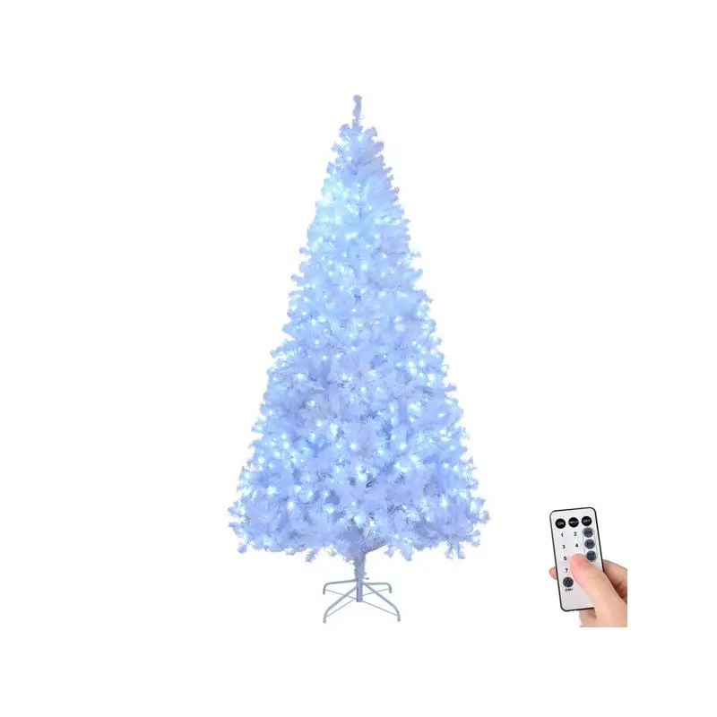 

8 FT Pre-lit Artificial Christmas Tree, Hinged Pine Tree with 1500 Tips, 500 Lights, Remote Control for Holiday Home Office