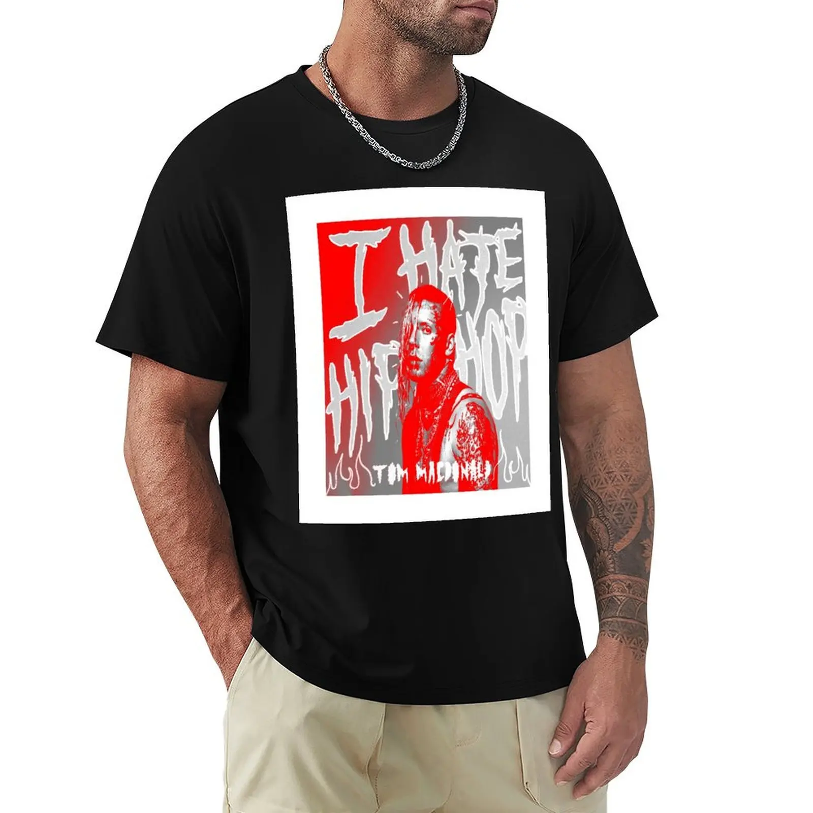 

I hate hiphop - Tom Macdonald Track Art T-Shirt Casual Minimalist Short Sleeve Top