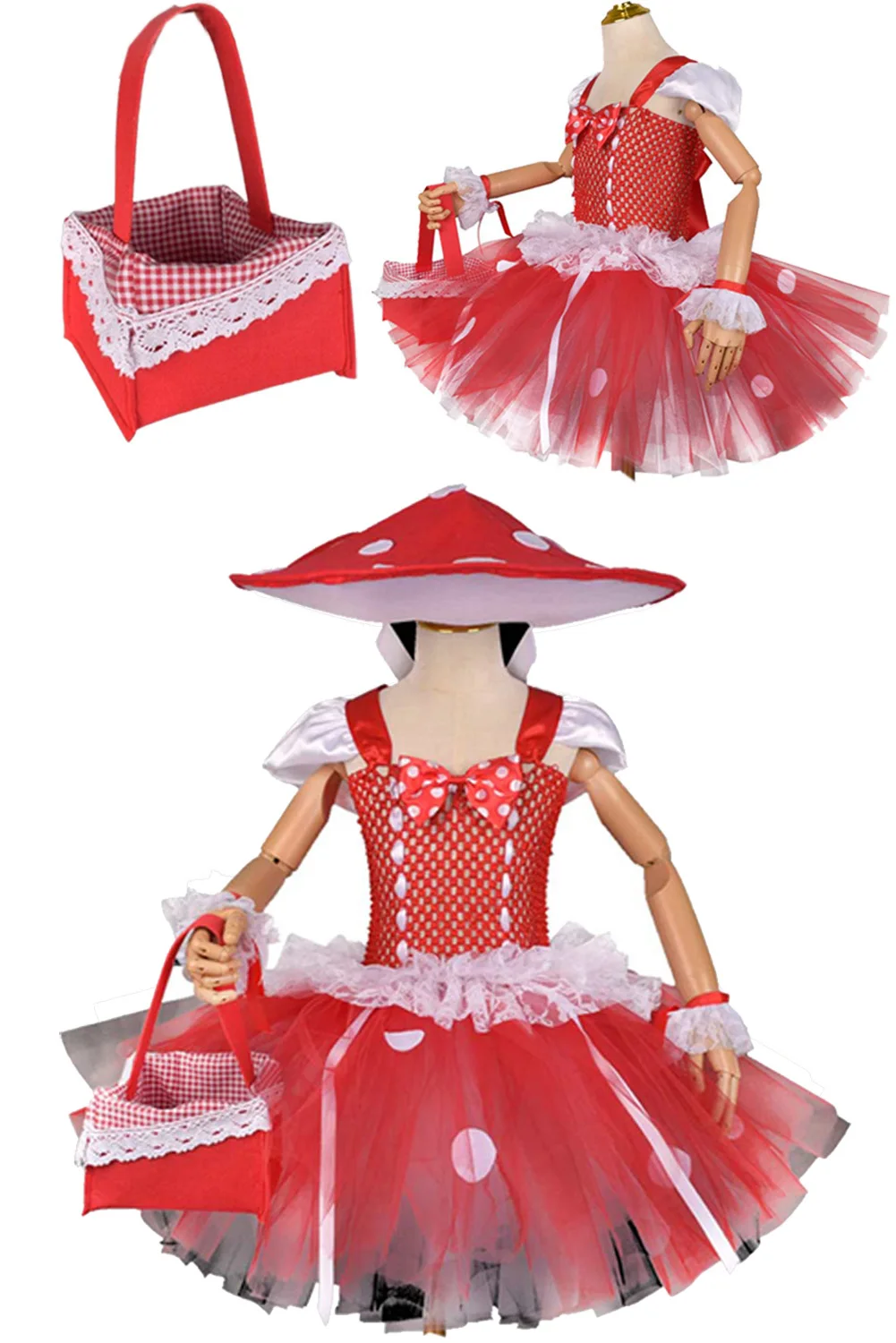 Disguise Mushroom Cosplay Child Girls Dress Shool Stage Fantasia Costume Kids Roleplay Children Fancy Dress Up Party Cloth