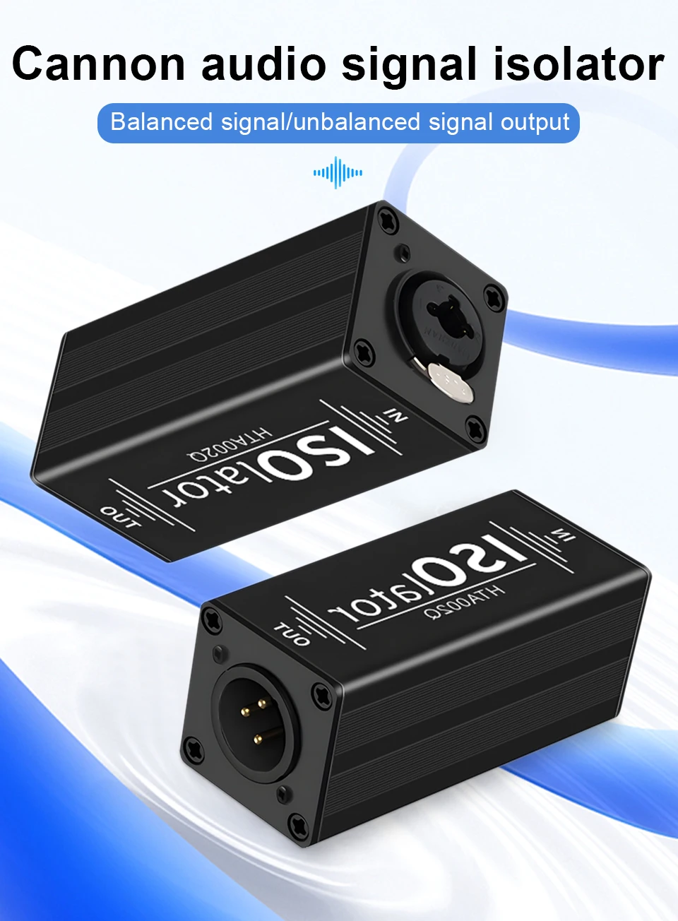 6,35-mm-Audiokabel-Isolator, Erdungsschleifen-Isolator, XLR-Buchse auf Stecker, beseitigt gemeinsame Erdungsstörungen für Soundsysteme 6.35mm Audio Cable Isolator Noise Ground Loop Isolator XLR Female to Male Eliminate – Detail 1