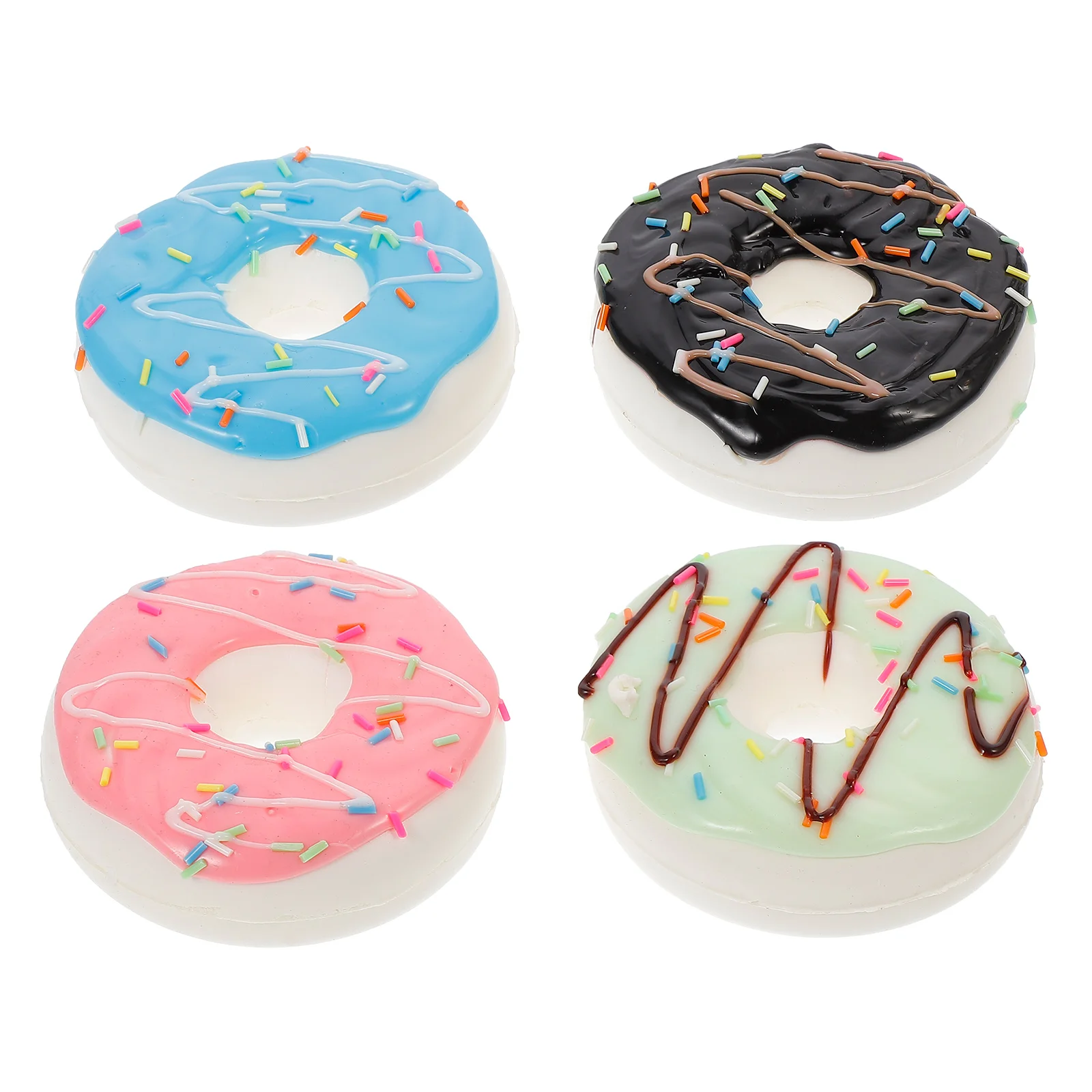 

4 Pcs Donut Toy Kitchen Donuts Pretend Play Artificial Faux Display Food Party Simulation Fake Doughnut Doughnuts Bread