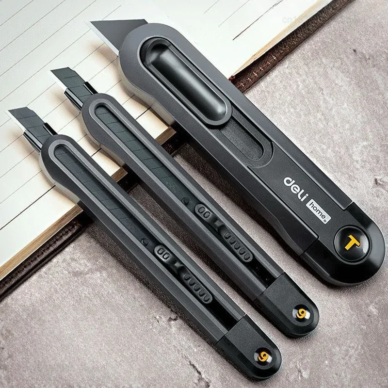 Snap-off Utility Knife Retractable Box Cutters 9mm 18mm High Carbon Steel Blades Auto Lock for Home Supplies Stationery