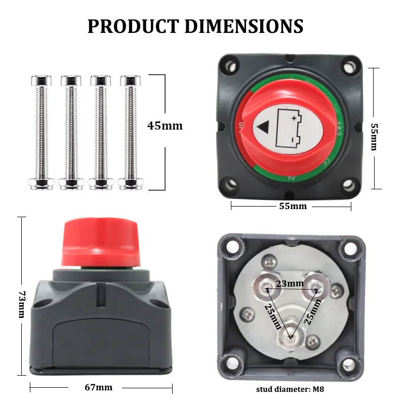 Battery Disconnect Switch 275A Battery Isolator Shut Off Switch on Off Position 12-48 V Cutoff Master Switch