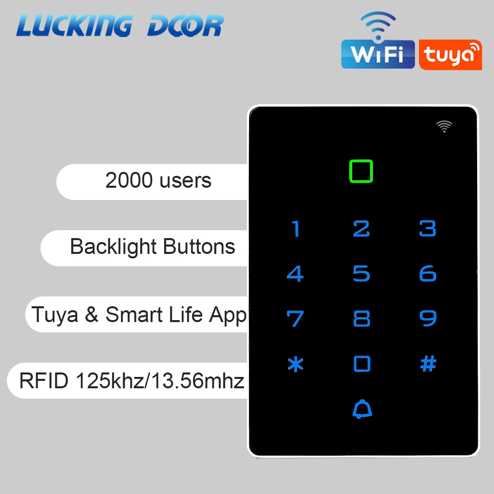 WiFi Tuya Door Access Control Keypad RFID Keyboard IP68 Waterproof Controller Card Reader Door Opener App Remote Unlock WG26/34