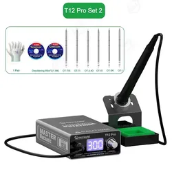 Estación de soldadura mecánica T12 Pro, Mini soldador eléctrico con pantalla Digital, temperatura ajustable, herramienta de soldadura antiestática