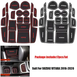 Car Anti-Slip Gate Slot Cup Mats for SUZUKI VITARA 2016-2020 Accessories Non-Slip Mat Car Sticker Interior Door Pad 17pcs