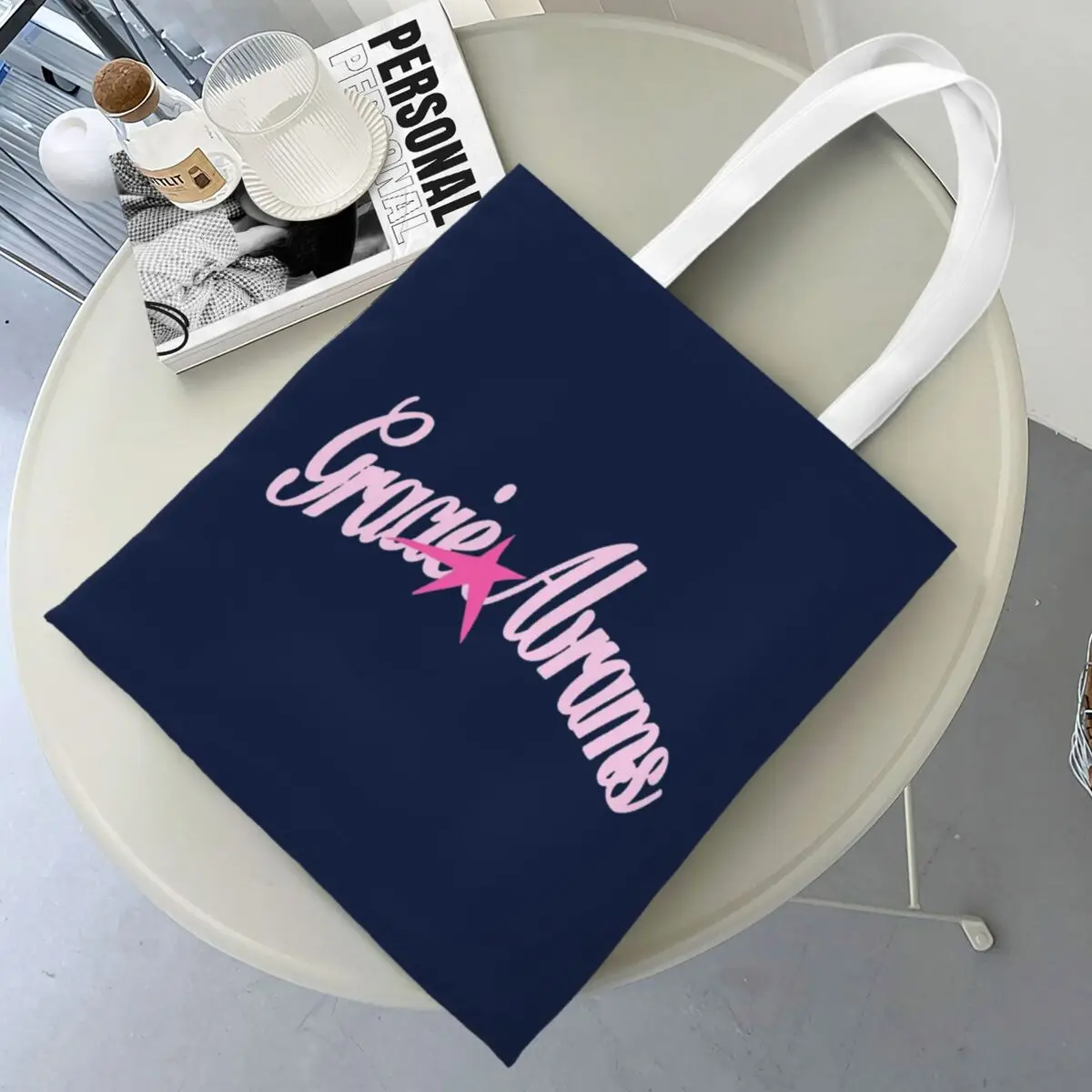 

Pink Gracie Abrams Pink Star Cursive Lettering Logo Tote Bags Women Handbag Foldable College Shoulder Bag Reusable Shopping Bag