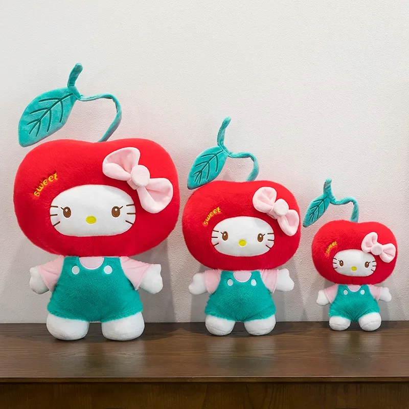 45 cm Sanrio Kawaii KT chat en peluche avec robe amovible Anime Hello Kitty peluche poupée chat mignon poupée pour enfants cadeau d'anniversaire
