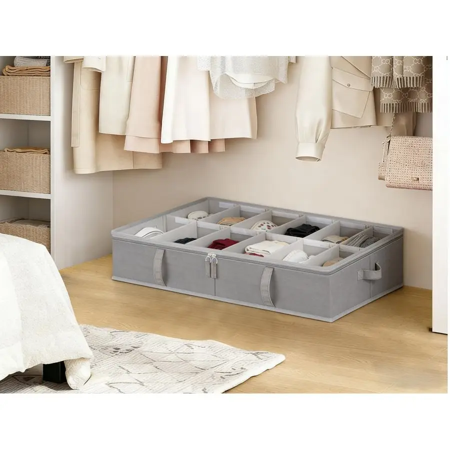 Shoe Organizer for Closet, Fits up to 24 Pairs, 2Pack Ultrathick Fabric Under Bed Shoe Storage Containers with Bottom Support a