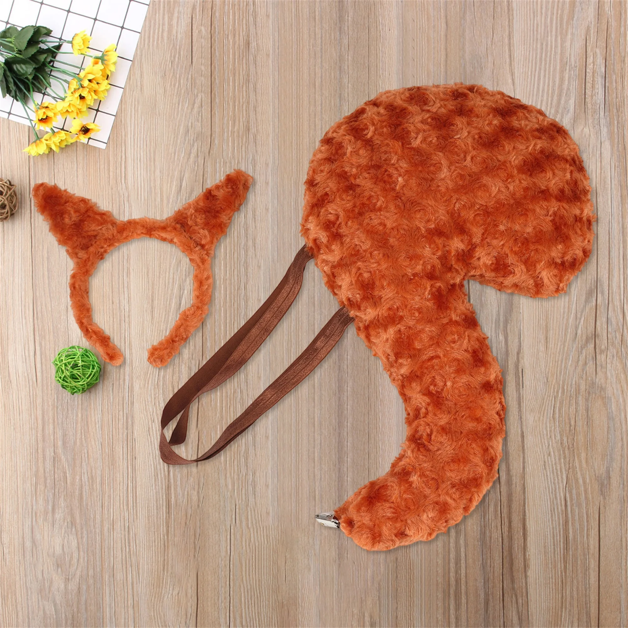 Accessoires de Costume de renard d'halloween, 2 pièces, bandeau en peluche, Kit de queue, accessoires de jeu de rôle festifs pour fête, Cosplay et déguisement