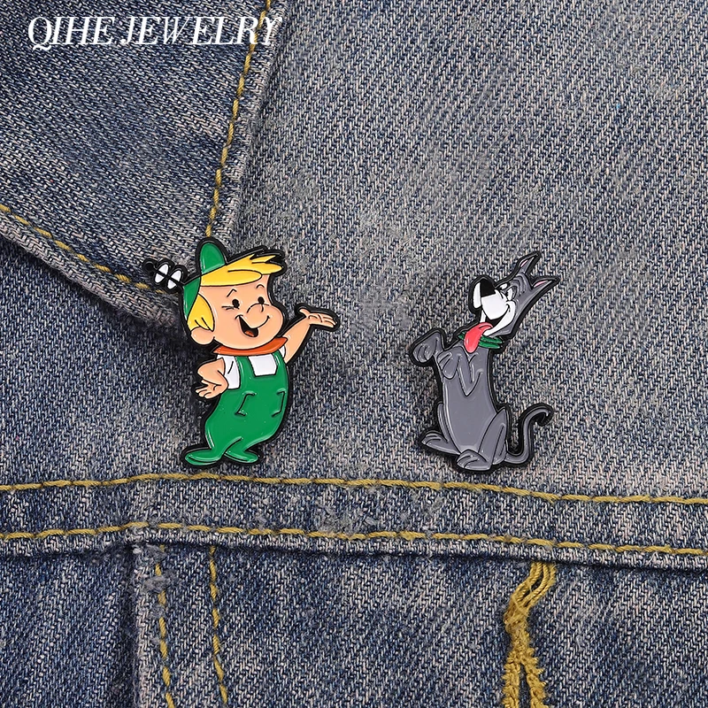 Fantasy Comedy Animated Characters Enamel Pins Cartoon Anime Boy & Dog Brooches Clothes Lapel Badge Jewelry Gifts Accessories
