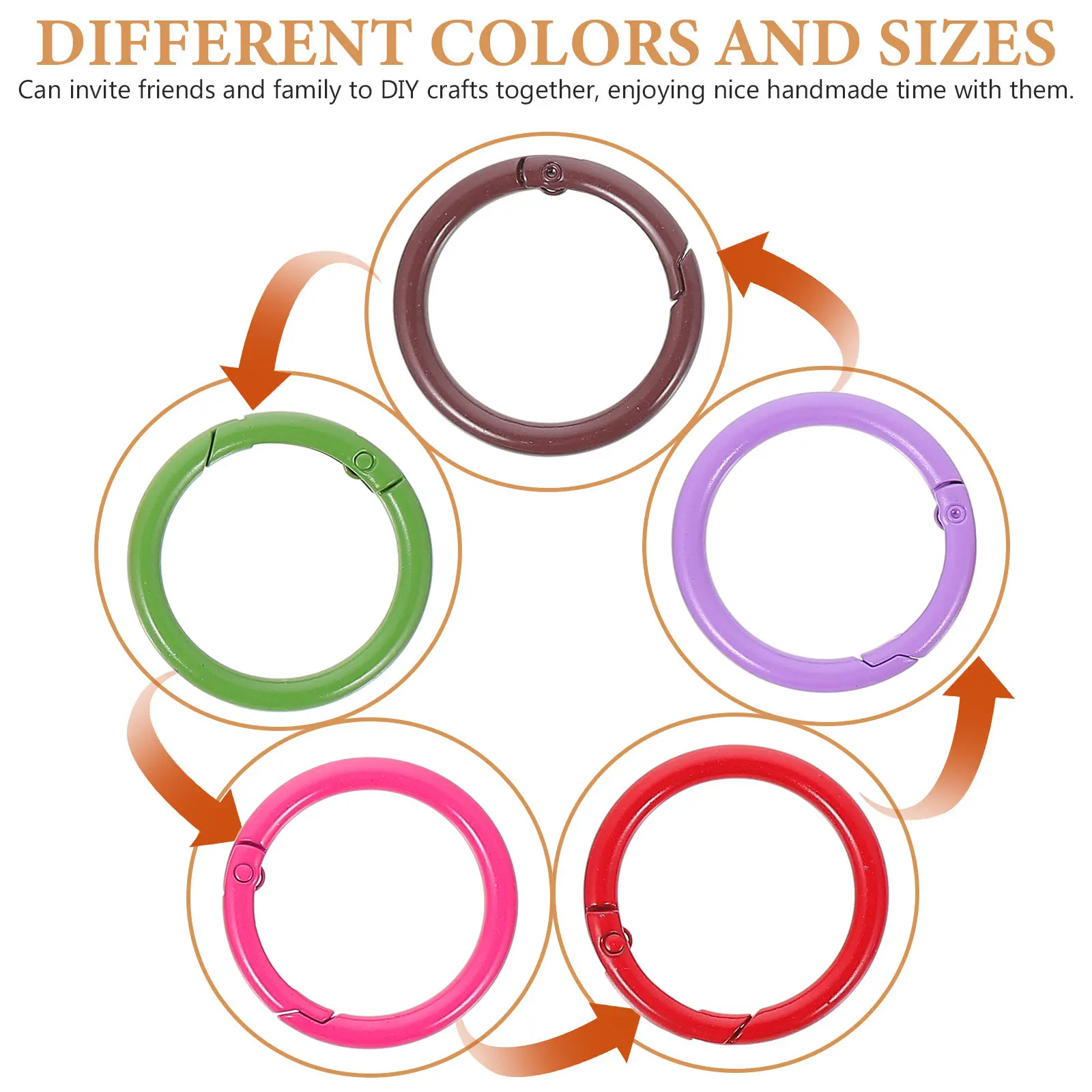 10Pcs O Keychain For Key For Bags Christmas Craft Mixed Color Alloy Flat Secure Closure Making Kit